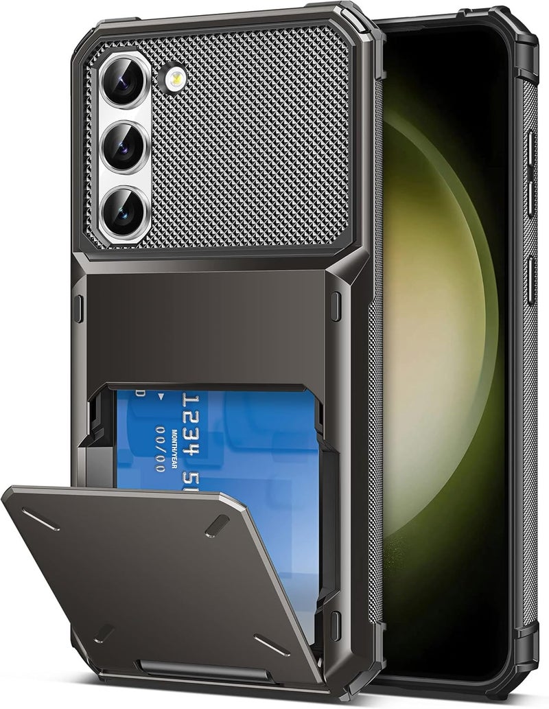 COOYA for Samsung S23 Case Wallet 5 Credit Card Holder Slot Flip Cover Galaxy S23 Wallet Case Back Pocket Dual Layer Protective Hard Shell TPU Rubber Bumper for Samsung Galaxy S23 6.1 Bronze Gunmetal - Image 1